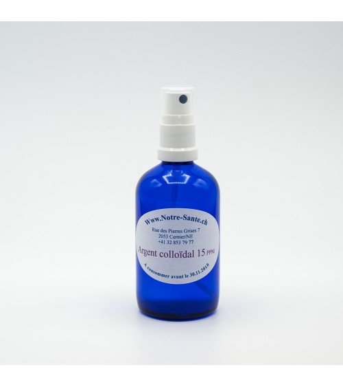 Argent colloïdal de 100 ml à 15 PPM spray