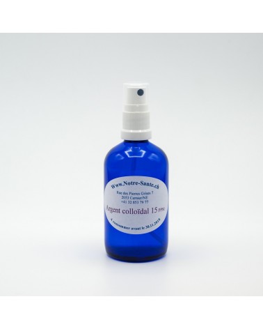 Argent colloïdal de 100 ml à 15 PPM spray